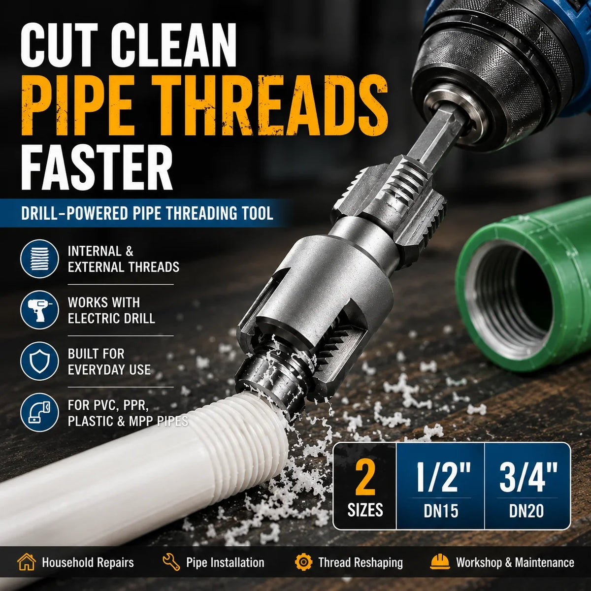 🔥Integrated Internal & External Pipe Threading Tool Main image
