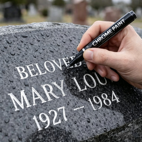 🐦Gold marker pen for tombstones, ideal for restoring faded inscriptions on graves