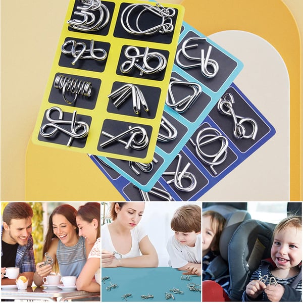 8pcs IQ Test Mind Game Toys Brain Teaser Metal Wire Puzzles Magic Trick Toy Main image