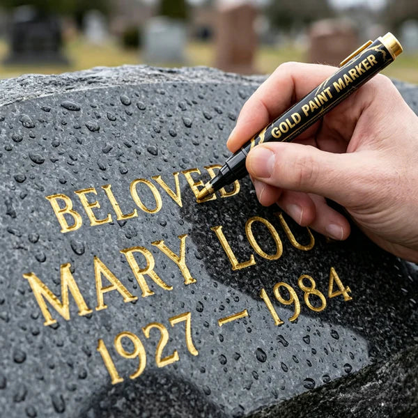 🐦Gold marker pen for tombstones, ideal for restoring faded inscriptions on graves