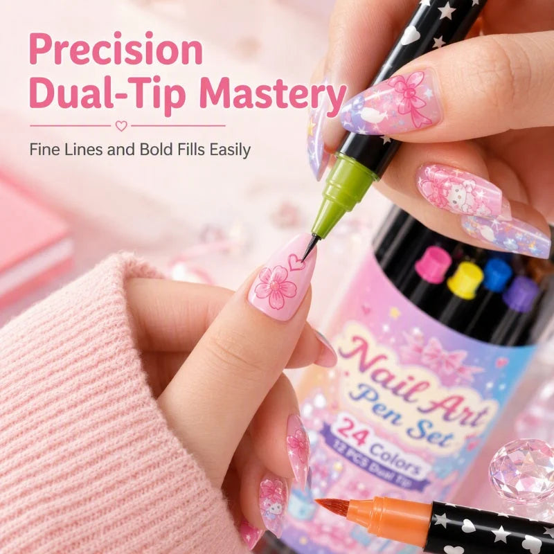 🎉Over 35k+ Sold!💅🎨24‑Colors Dual‑Ended Nail Art Pens‑DIY Manicure Drawing Set🎁 Main image