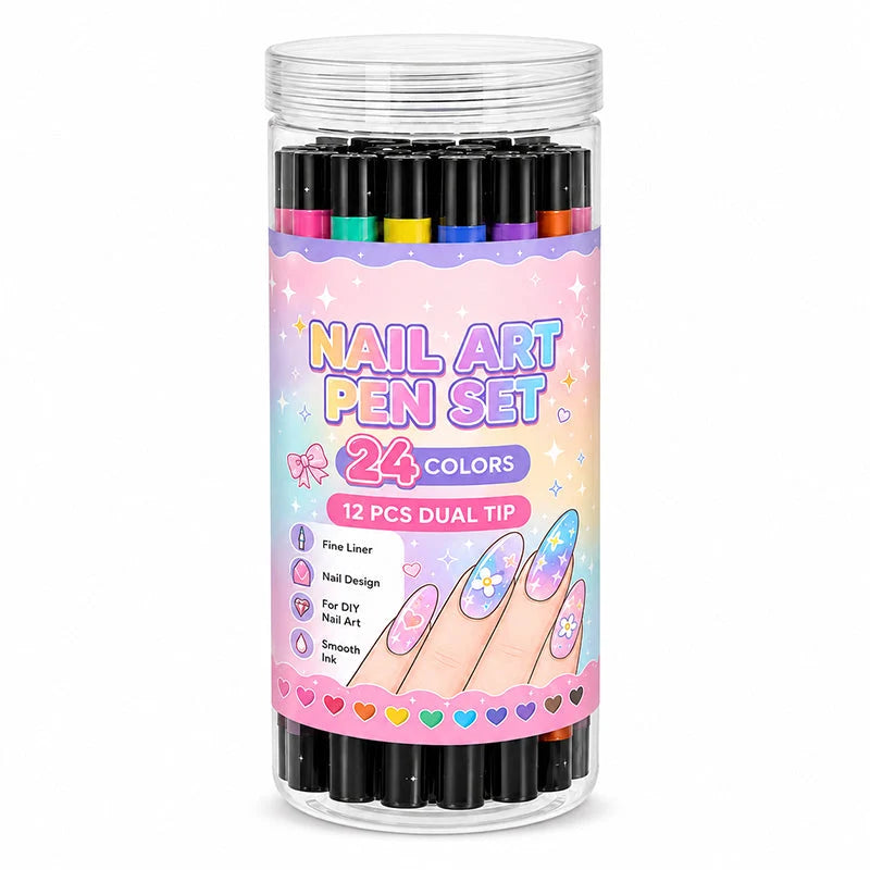 🎉Over 35k+ Sold!💅🎨24‑Colors Dual‑Ended Nail Art Pens‑DIY Manicure Drawing Set🎁